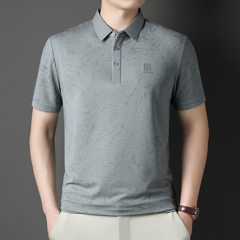 Summer Short Sleevepolo Men s Business Casual Printed Lapel Collar Short Sleeve T-Shirt Top M