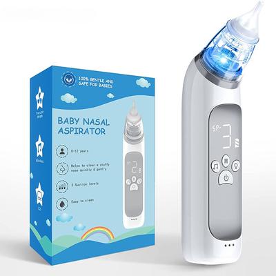 Baby Electric Nasal Aspirator Nose Suction Device with Food Grade Silicone Mouthpiece 3 Suction Modes and Soothing Music