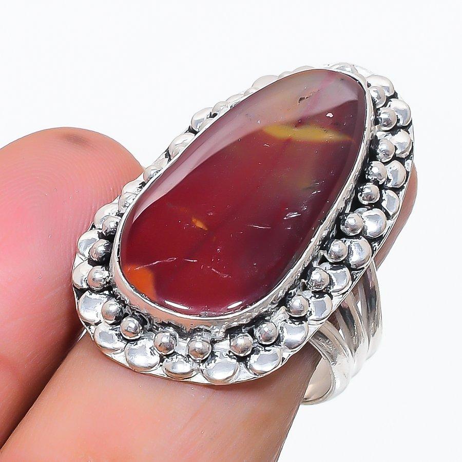 Natural Mookaite Gemstone Handmade 925 Sterling Silver Jewelry Ring Size 9 p9L89