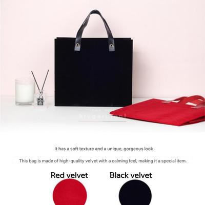 Handmade Velvet Shopping Bag (Red or Black)