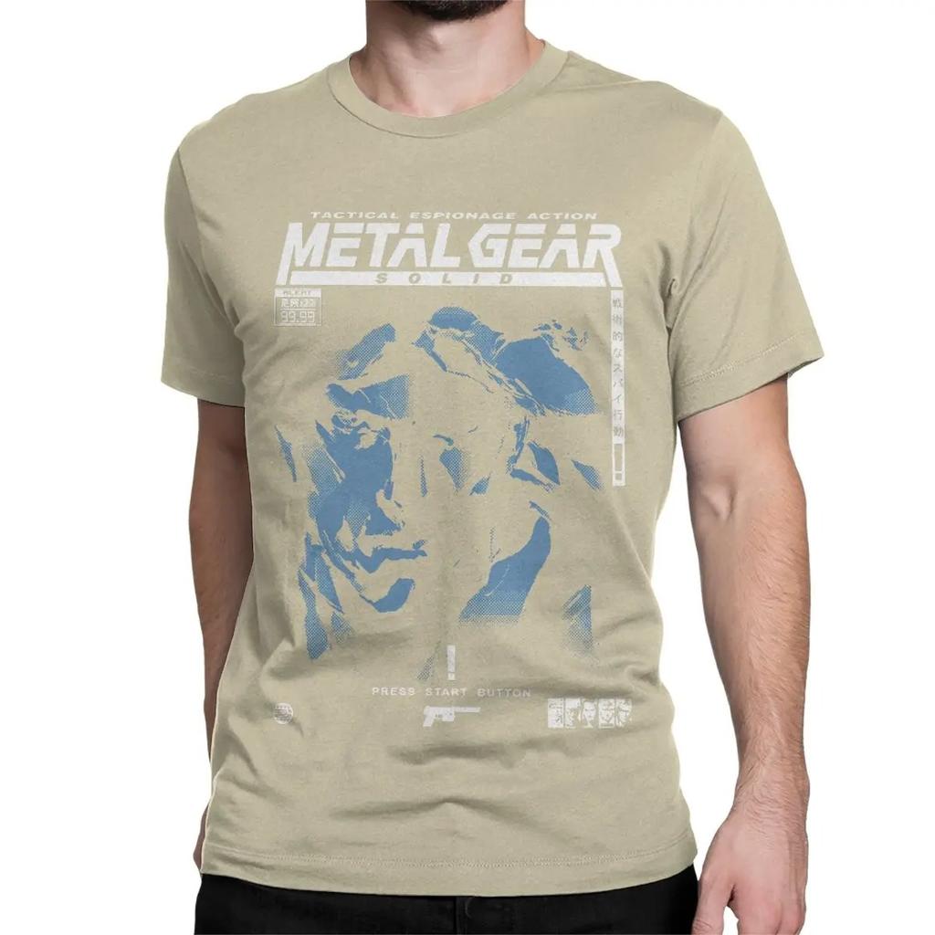 Herren Damen MGS1 Solid Snake Spiel T-Shirt Metal Gear Baumwolle Oberteile Lustige Kurzarm Rundhals T-Shirts Klassische T-Shirts