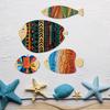4 Pcs Wood Fish Nautical Wall Decor, Rustic Coastal Ocean Fish Wall Art, Vintage Farmhouse Hanging Beach Decor for Lake House, Bathroom, Entryway