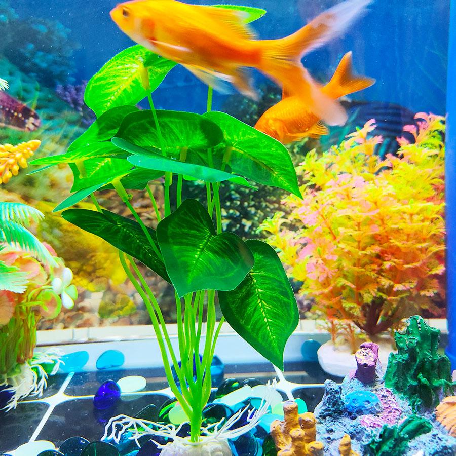 Large Green Leaf Fake Water Plants | Vibrant Plastic Aquarium Decor | Perfect for Fish Tanks, Vases & Desktop Decor – Realistic Aquatic Plants
