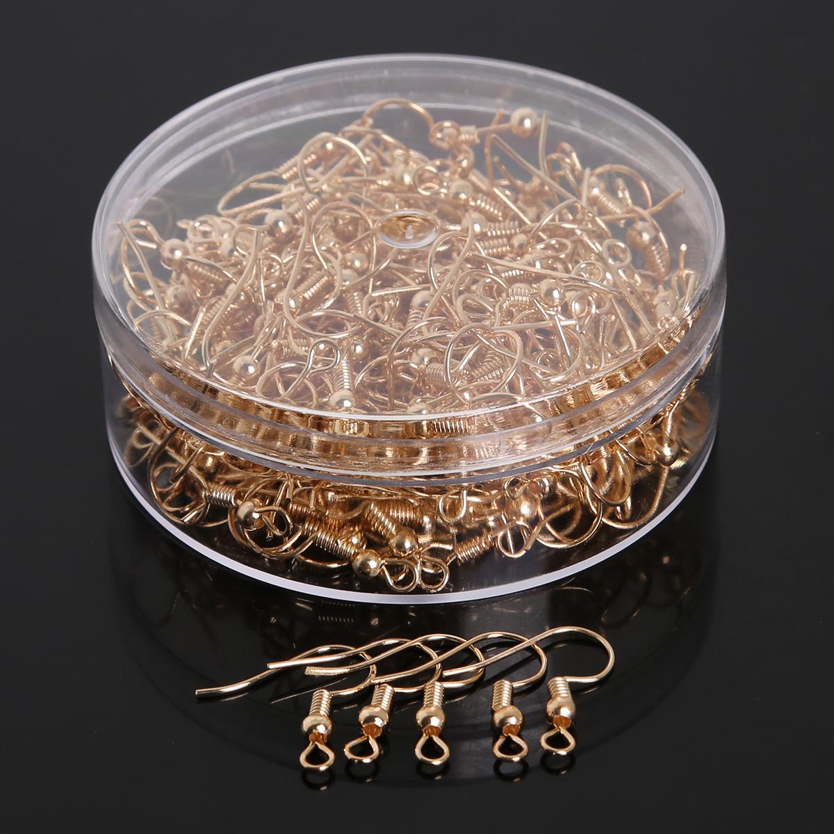 

100-500 шт. кольцо для прыжков, удлиненные цепочки, булавки, хлопки, крючки для сережек, бусины, шапки, коробка, упаковка для ювелирных изделий «сделай сам», фурнитура 20x22mm 200pcs золотой