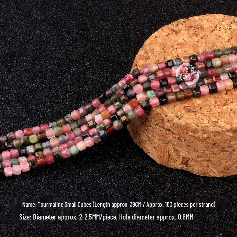 Natural Gemstone Mini Cubes: Tourmaline, Lapis Lazuli, Garnet, Black Spinel - DIY Beading Accessories.