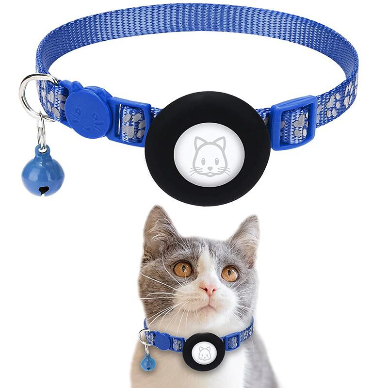 For Airtag Cat Collar with Bells Airtag Reflective Pet Collar Protective Cover