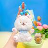 Cartoon Samoyed Plush Keychain Fluffy Doll Squeaky White Dog Pendant  Backpack Decor