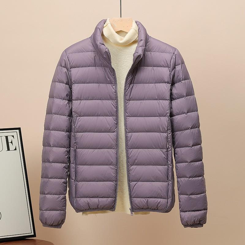 2025 New 90% White Duck Down Stand-up Collar Hooded Down Jacket Women's Short Slim-fit Large-size Winter Coat