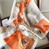 Foulard in raso di seta con stampa a catena da 70 cm per donna, fazzoletto stampato, bandana quadrata da testa per donna, scaldacollo piccolo, Hijab, signora, ragazza