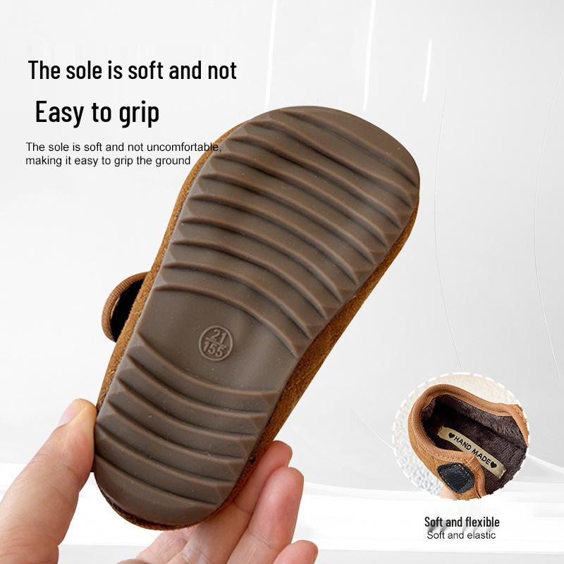 2025 New Kids' Fleece-Lined Cotton Shoes: Cozy, Warm Winter Footwear with Closed Heel for Babies