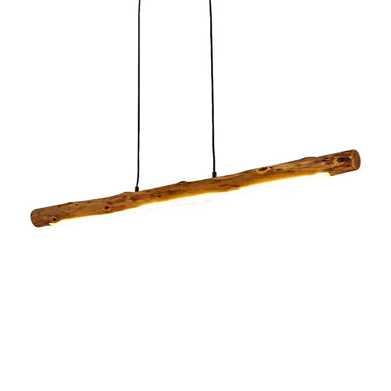 Black Walnut Dining Table Pendant Lights Simple Strip Wood Hanging Lamps Kitchen Fixture Home Decor Chandelier Indoor Lighting