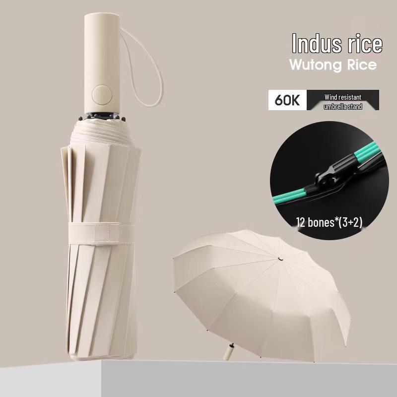 Extra großer Zwölf-Speichen-Doppelnutzungs-Handregenschirm mit Sonnenschutz aus schwarzem Kleber