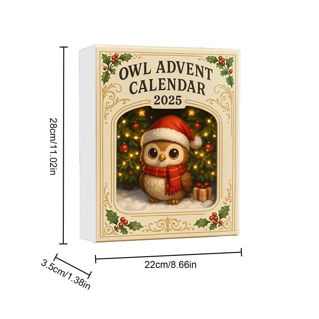 Owl 24 Days Christmas Countdown Calendar with Mini Owl Figurines Christmas Advent Calendar for Home Decor & Festive Display