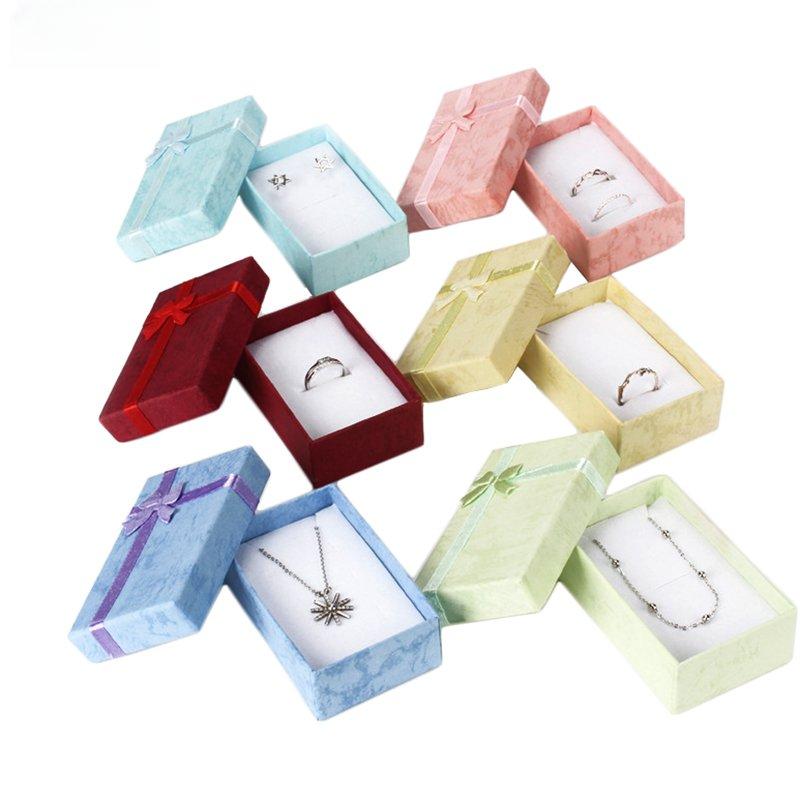 12 Stück/Los Sortierte Farben Ring Halskette Set Box Schmuckschatulle Halskettenetui Ohrringhalter 5*8 Verpackung Geschenkbox