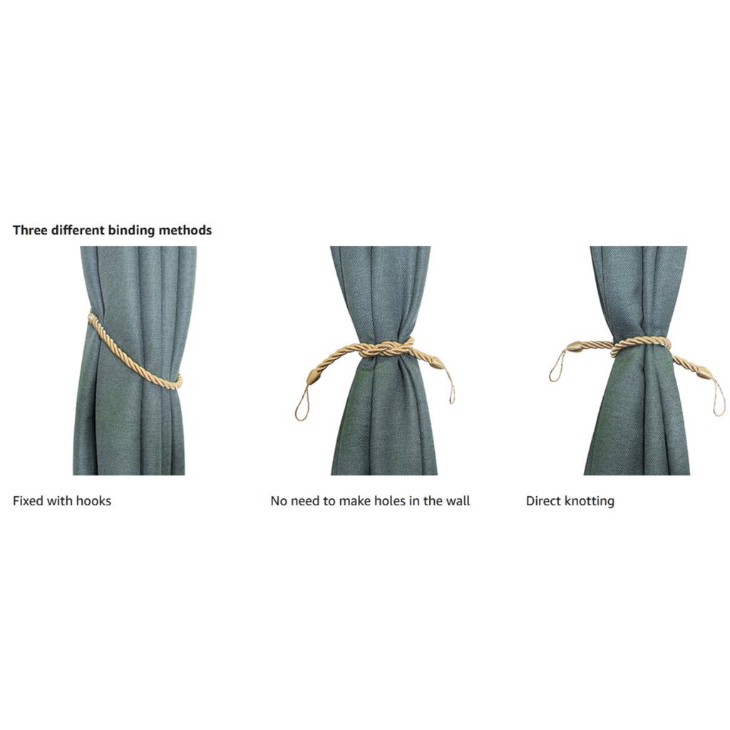 2pcs Curtain Rope Tiebacks +Hook Expansion Tube Drapery Holdbacks 65cm Buckle Holder Home Decor Yellow/Gray/Black/Brown/White