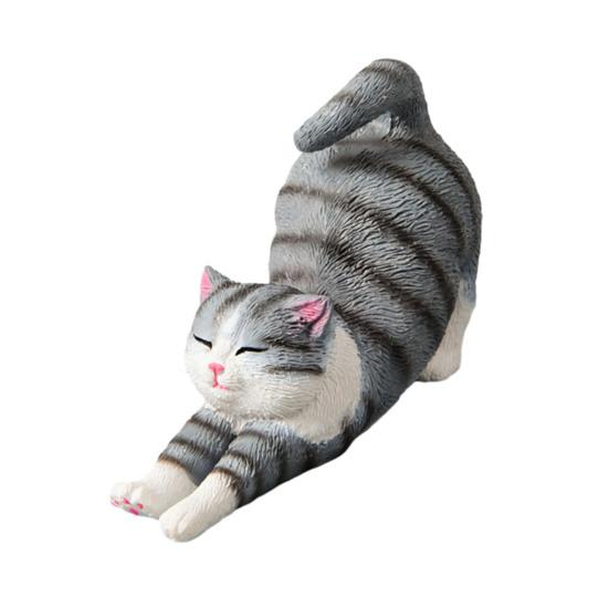 Mini Estatuetas de Gato Fofas Resina Gato Estátua se Esfriando Escultura de Gatinho Pequeno para Interior