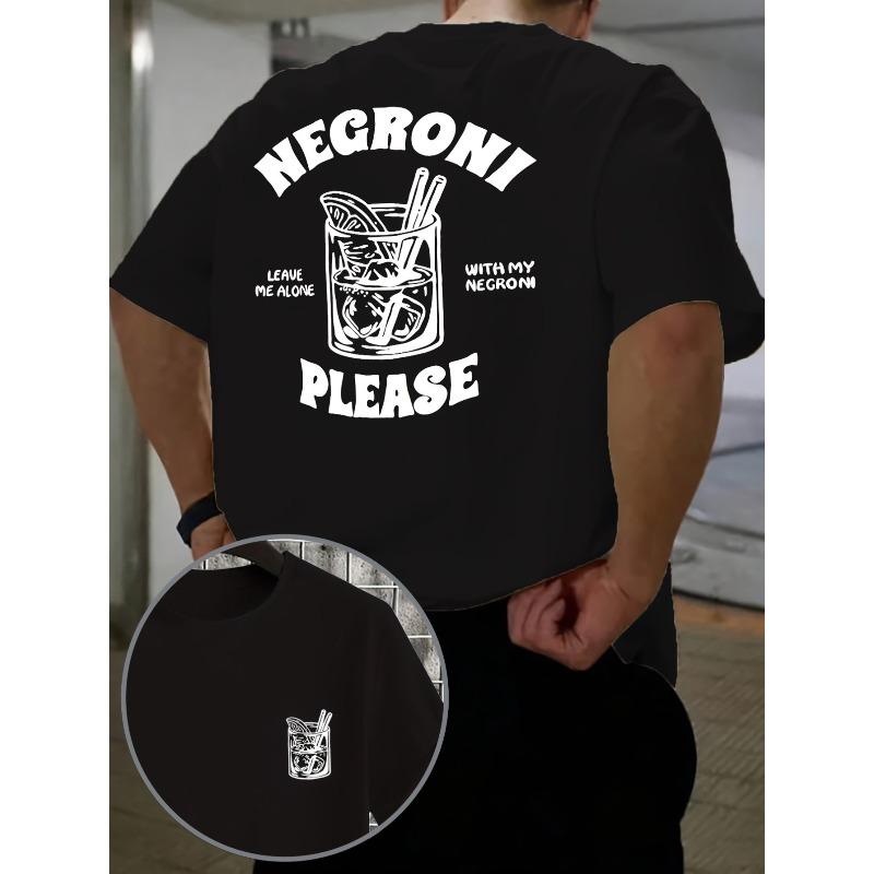 

Модная мужская футболка с коротким рукавом и принтом, выполненная в стиле Негрони. Повседневная футболка универсальна для лета и подходит для машинной стирки S чёрный