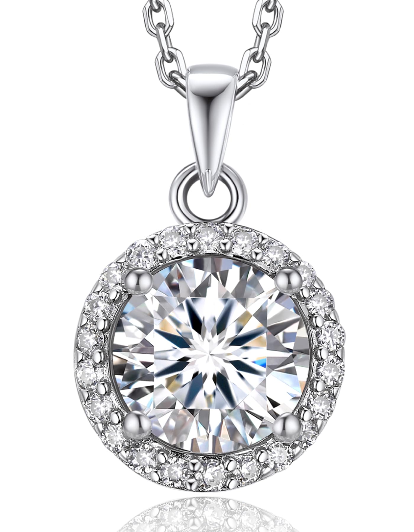 

Moissanite Necklace for Women Carat Moissanite Necklace Silver Chain Birthday Anniversary Gift 40cm Adjuster Delicate Gift Box Included [MomentWish]