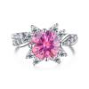 8mm S925 Sterling Silver Round Moissanite Micro Pave Flower Design Ring Ice Flower Sweet Daily Party Wear D VVS1 Exquisite Jewelry