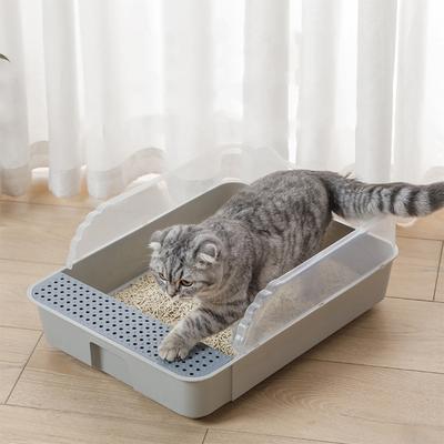 Caixa de areia para gatos caixa de areia para banheiro para animais de estimação semi-fechada caixa de areia para gatinhos anti-respingos