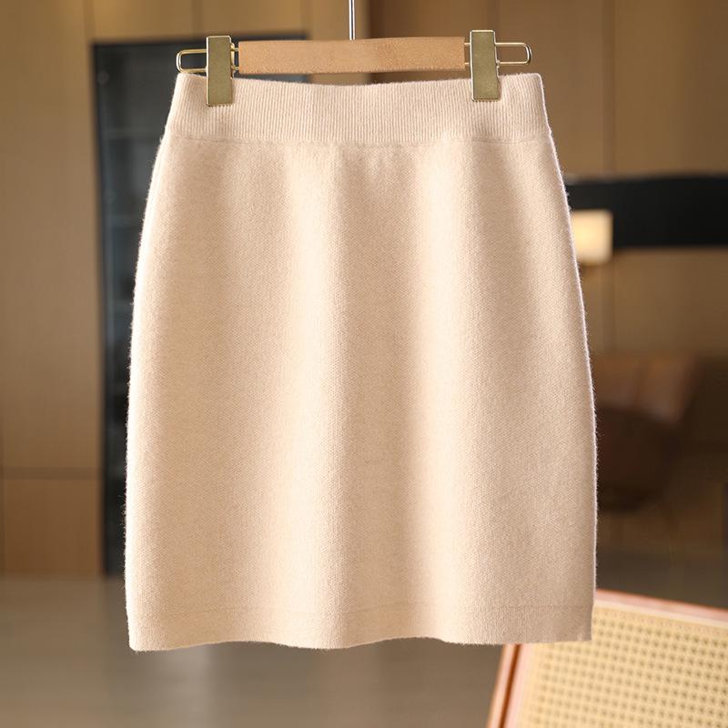 Women's High Waist Pure Wool Cashmere Knitted Skirt - Sexy, Slim Fit for Autumn/Winter