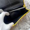 Used PRADA Saffiano Bicolor Yellow Black Metal Logo Long Wallet