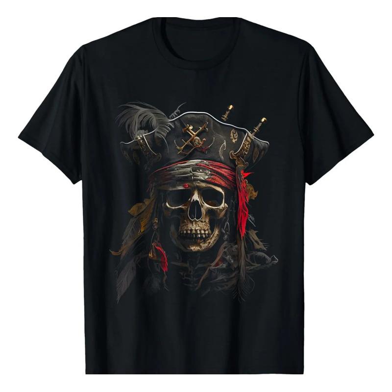 Camisetas Con Estampado De Calaveras De Esqueleto Pirata Par S