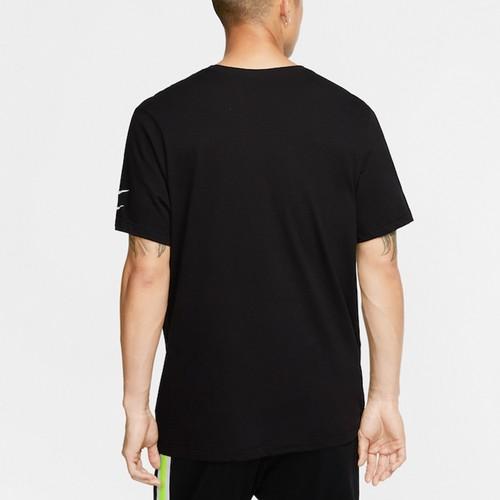 Nike double swoosh letter logo printed short sleeve T-shirt for men, black