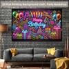1 piece of 2D flat surface, colorful neon birthday celebration backdrop fabric, polyester fiber, party banner decoration
