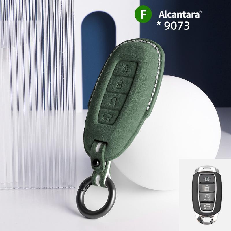 Alcantara For Hyundai Solaris Azera Elantra KONA Grandeur IG Accent Santa Fe Car Key Case Accessories Keychain Shell 2025 2025