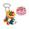 Carrinho de Compras Infantil Trolley Conjunto de Brincar com Comida de Faz de Conta para Bebê Crianças Meninos Meninas verde
