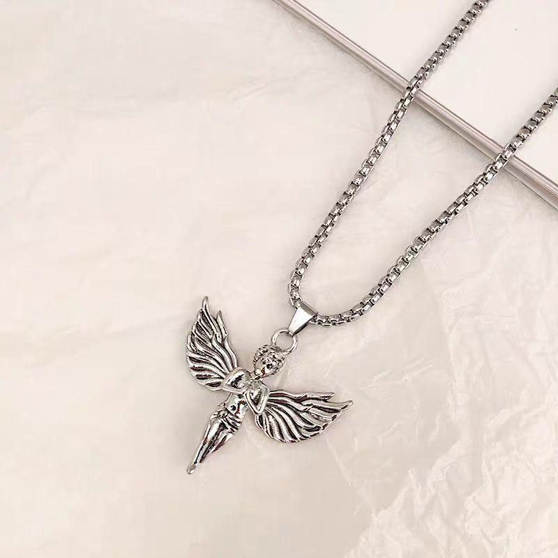 Little Angel Necklace Hip Hop Bouncy Niche Simple Earth Cool Personality Titanium Steel Jewelry Sweater Chain Accessories
