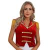 Womens Circus Ringmaster Vest Lapel Sleeveless Tassels Velvet Waistcoat Irregular Hem Button Design Cosplay Costume