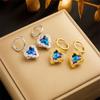Gold Ombre Cubic Zirconia Heart Drop Hoop Earrings