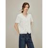 INMAN French Embroidered V-Neck Short Sleeve Shirt
