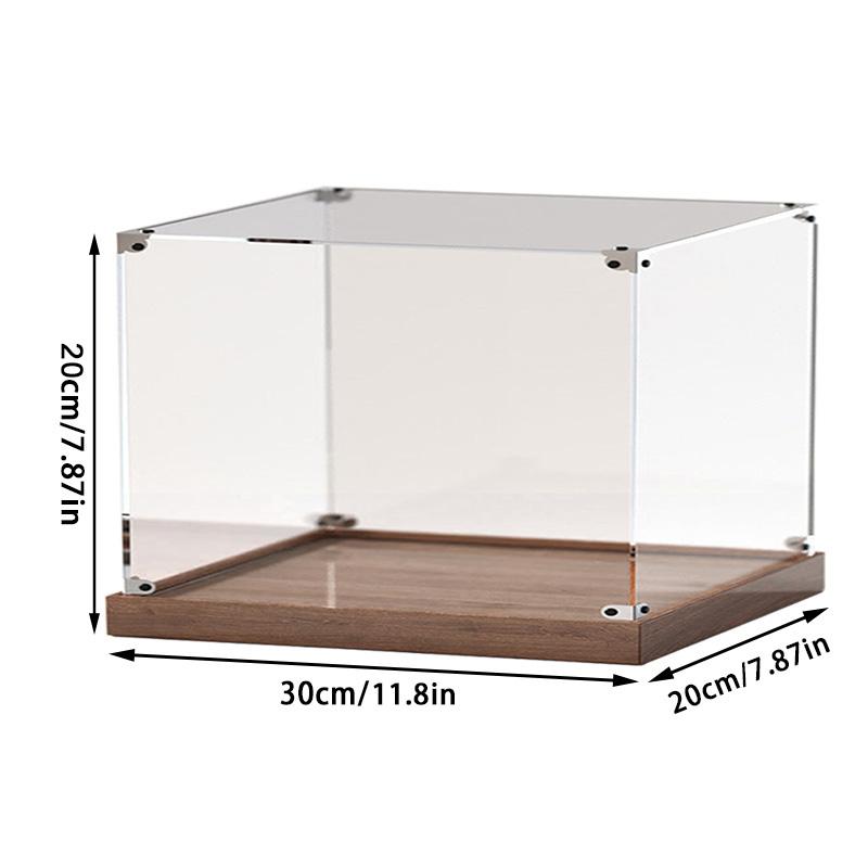 Wooden Bottom Storage Box Window Acrylic Toy Gundam Building Block Box Glue-Free Dust Cover