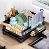 Modern Aluminum Dish Drying Rack with Black Handle