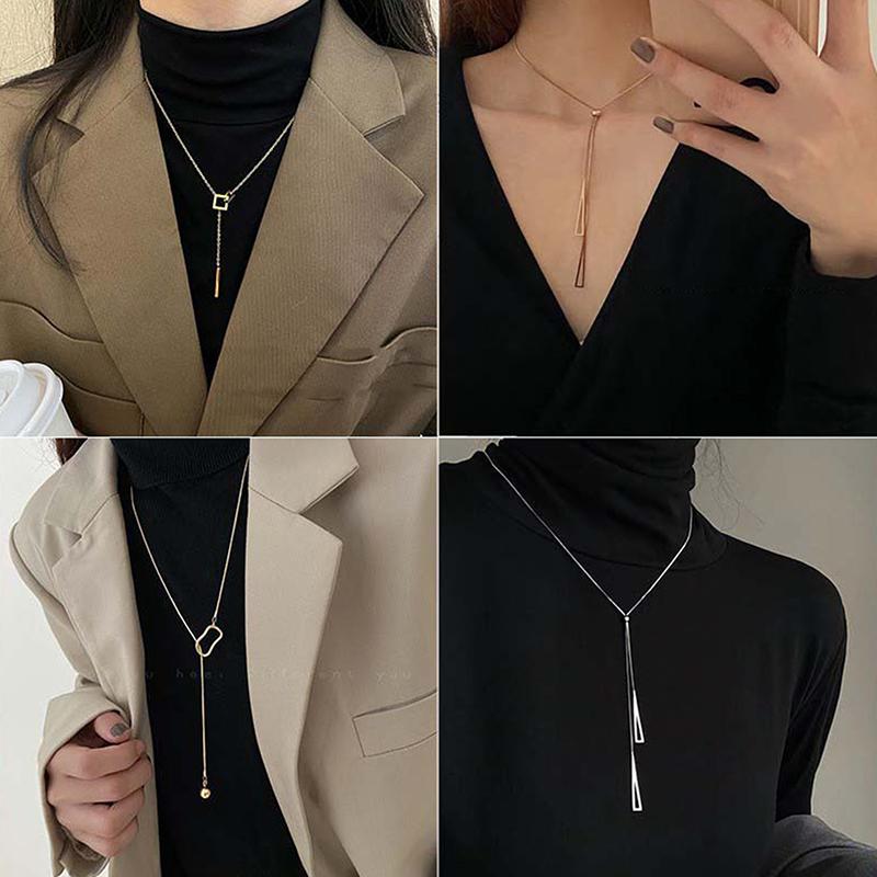 Fashion Long Pendant Necklaces For Women Y2K  Adjustable Clavicle Chain Light Luxury Sweater Chain Jewelry Accessories Gifts