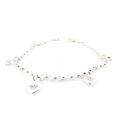 [C9373] - Silver Bracelet 'Hearts'