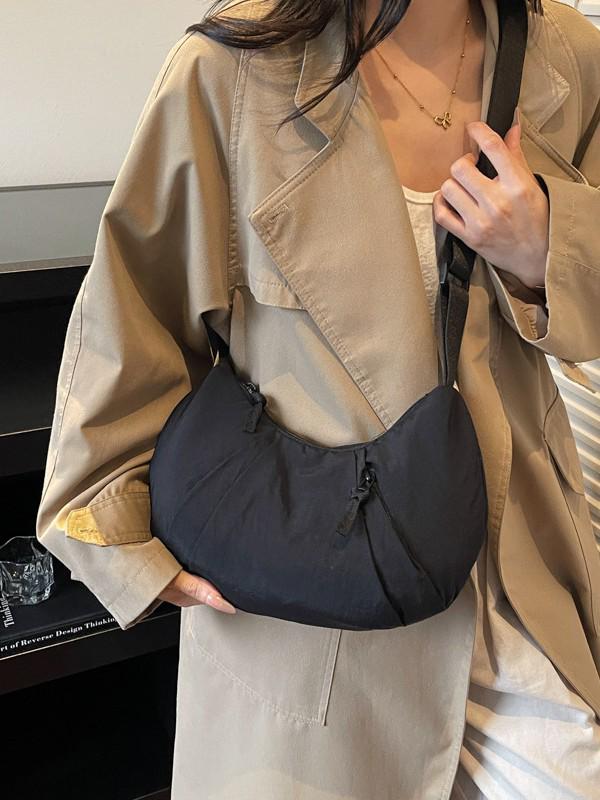 2025 Pleated Lightweight Dumpling Bag: Versatile, Solid Color Shoulder/Crossbody with High-End Style