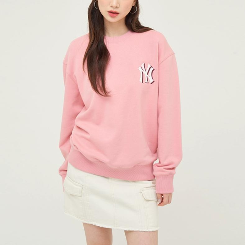 New MLB MONOGRAM New York Yankees Sweatshirt Unisex Hemp Pink 3AMTM1544-50PKM