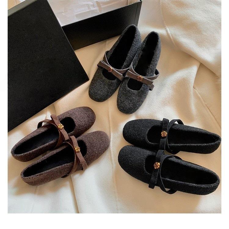 Height Increase Inner Height Increase Velvet Mary Jane Fluffy Shoes Autumn and Winter