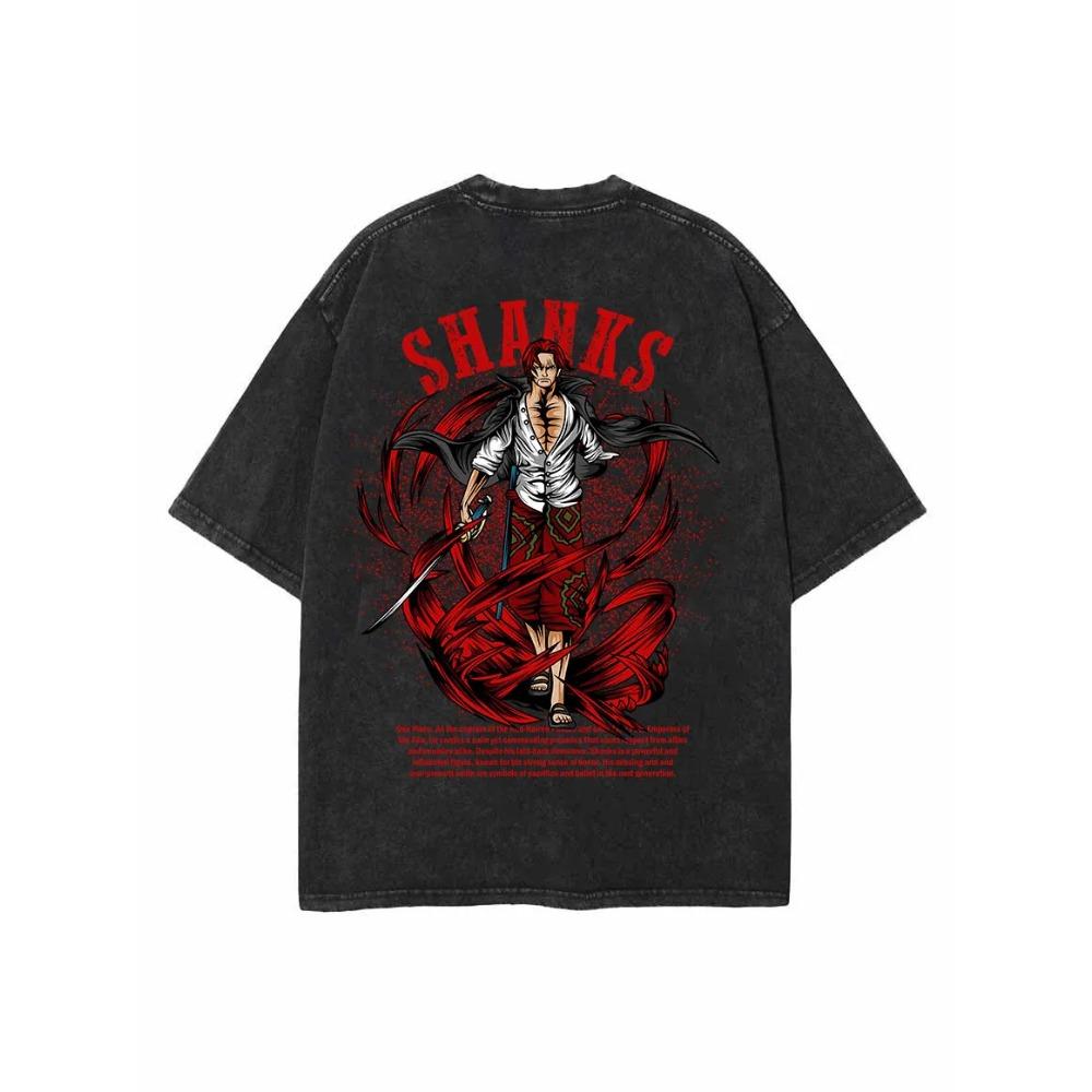 

Anime ONE PIECE Shanks Harajuku Retro Cotton Washed T-shirt Men s Hip-hop Streetwear Oversized Women s Short Sleeves Unisex S