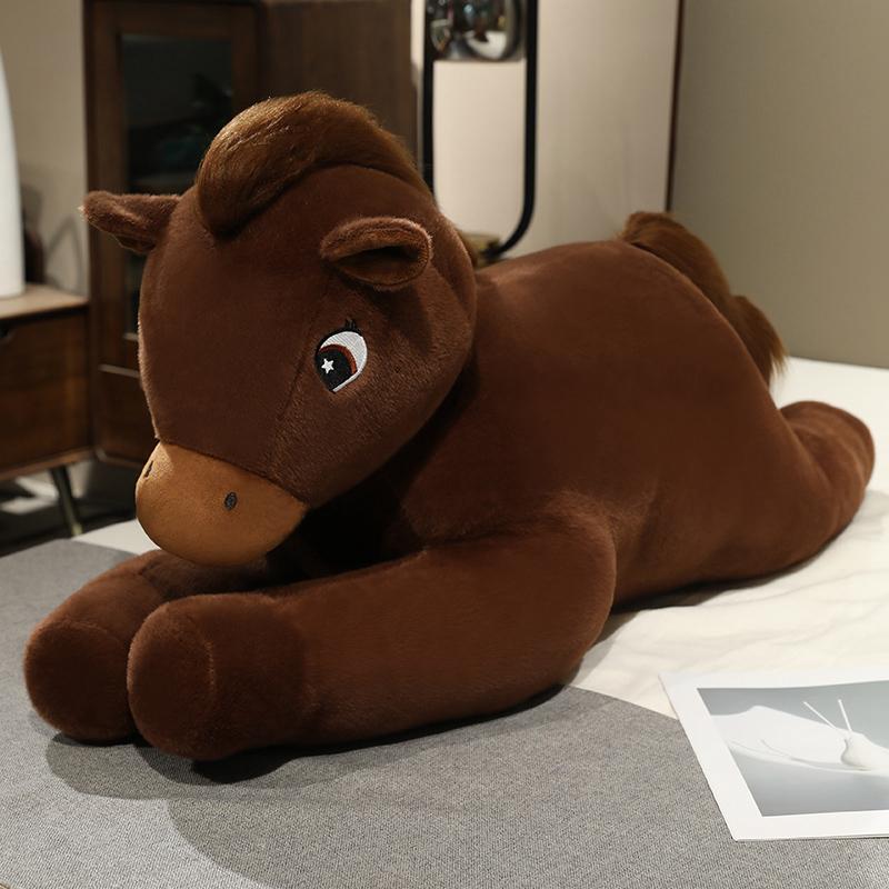 Big Size Cute Lying Horse Plush Toys Stuffed Cartoon Animal Horse Shooting Props Xmas Birthday Gifts