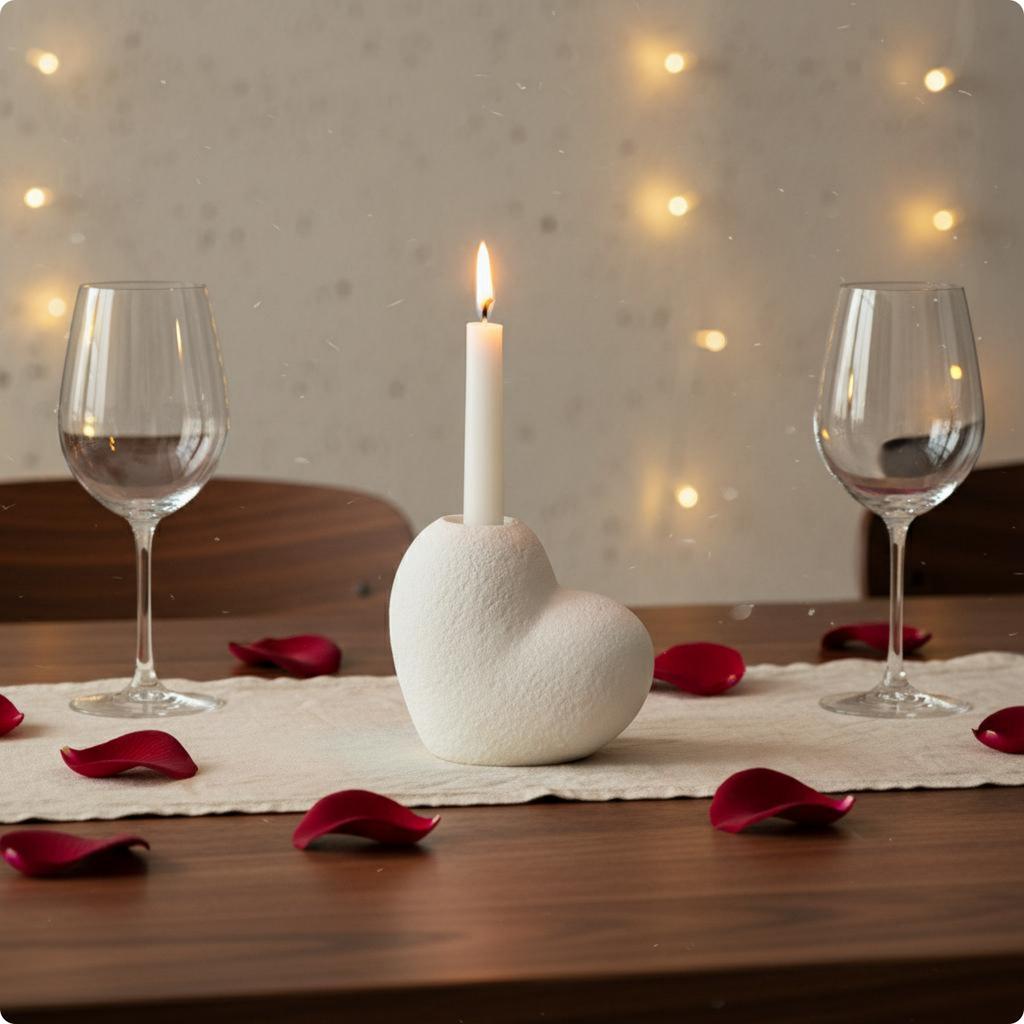 96 Pieces Ceramic Heart Candlestick Romantic Heart-Shaped Candle Holder Ceramic Taper Candle Holder Easy to Clean Table Decor