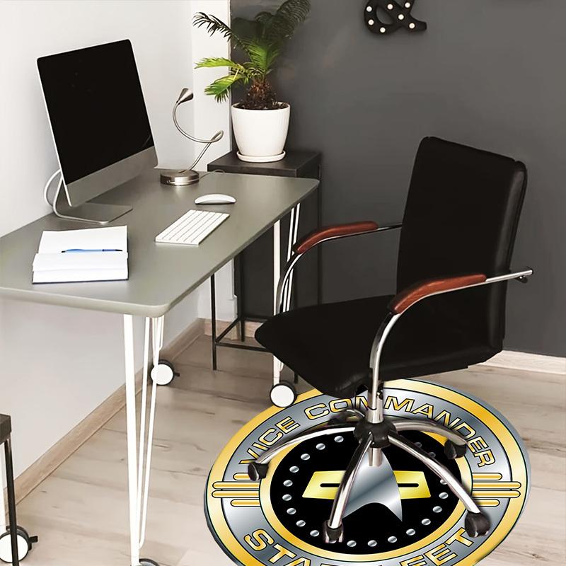 1pc Starfleet Vice Commander Badge Round carpet, Made of Polyester,Perfect for Decorating Office Chairs, Living Rooms,Vibrant Decorative Rug
