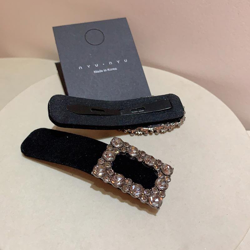Fermacapelli con Strass Caldi dalla Corea Fermagli a Scatto Neri Retrò per Donna Fermaglio Elegante Laterale Barrettine di Cristallo di Lusso per Ragazze Accessori per Capelli
