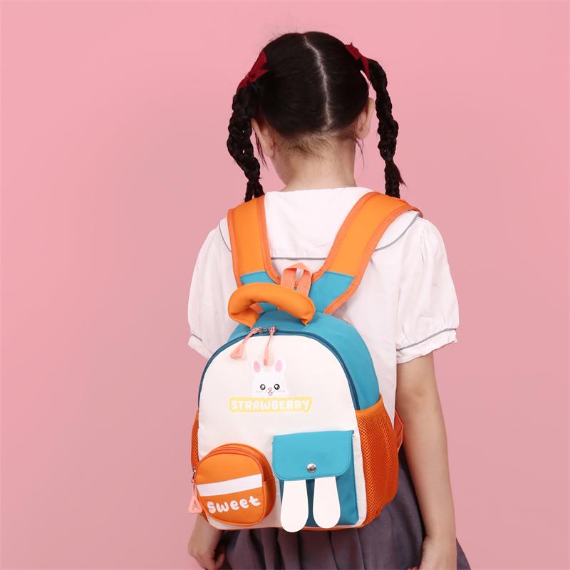 Kindergarten Schoolbag Girls Color Block Cartoon Rabbit Backpack Children's Backpack