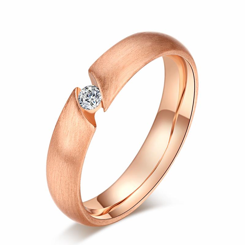 Top Quality CZ Crystal  Wire Drawing Process Rose Gold Color Lover's Ring Austrian Crystal Full Sizes HotSale R441 R442