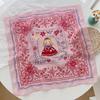 New fresh and breathable female soft literary and decorative small silk scarf Japanese retro versatile cashew nut flower cotton and linen small square